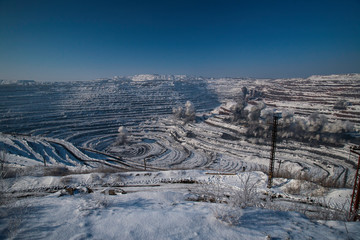 Industrial explosion on an iron ore mine