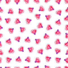 Seamless pattern of pink heart light bulb. Valentines day background - Vector
