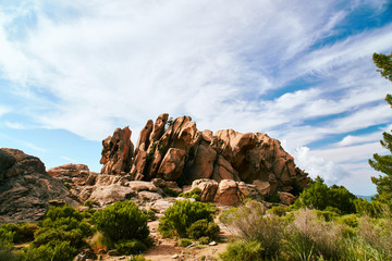Fototapeta premium Interesting orange rock formation in Corsica mountains