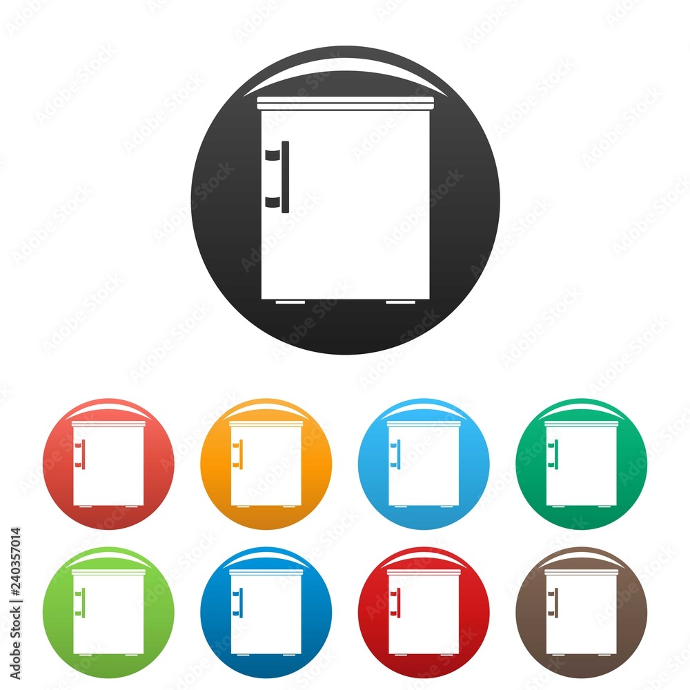 Poster small fridge icons set 9 color vector isolated on white for any design