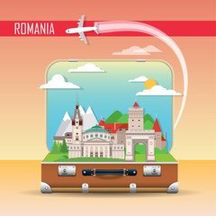 Romania background with national attractions