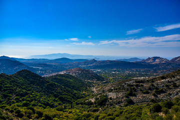 Beautiful view of the hills of the island Naxos in Greece