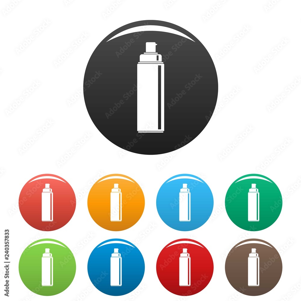 Poster sunscreen lotion icons set 9 color vector isolated on white for any design
