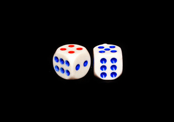 dice isolated on black background