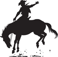 Vector of Cowboy riding wild horse silhouette