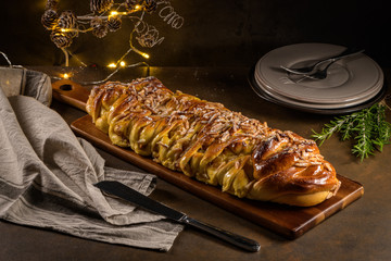 Christmas braided cinnamon cake