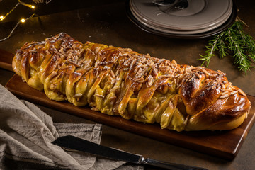 Christmas braided cinnamon cake