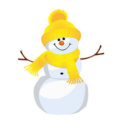 Snowman. Vector illustration. Isolated on a white background.