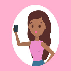 Woman make selfie on the mobile phone