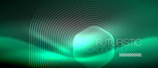 Neon glowing lines, magic energy space light concept, abstract background wallpaper design