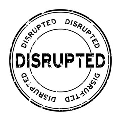 Grunge black disrupted word round rubber seal stamp on white background