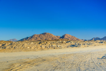 Plakat Mountains in arabian desert not far from the Hurghada city, Egypt