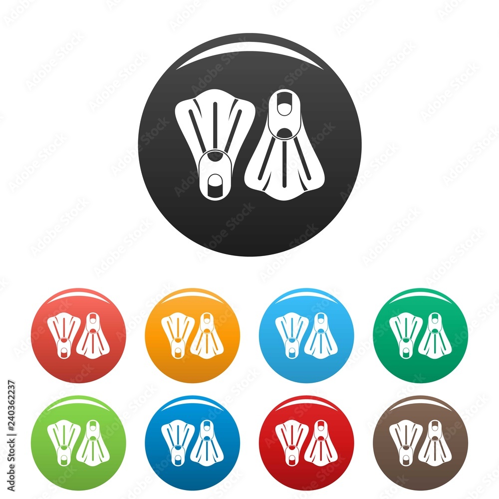 Poster flippers icons set 9 color vector isolated on white for any design