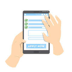 Loan agreement on the digital device. Online contract