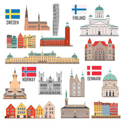 Scandinavian set of landmark icons