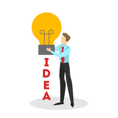 Businessman in suit with a light bulb