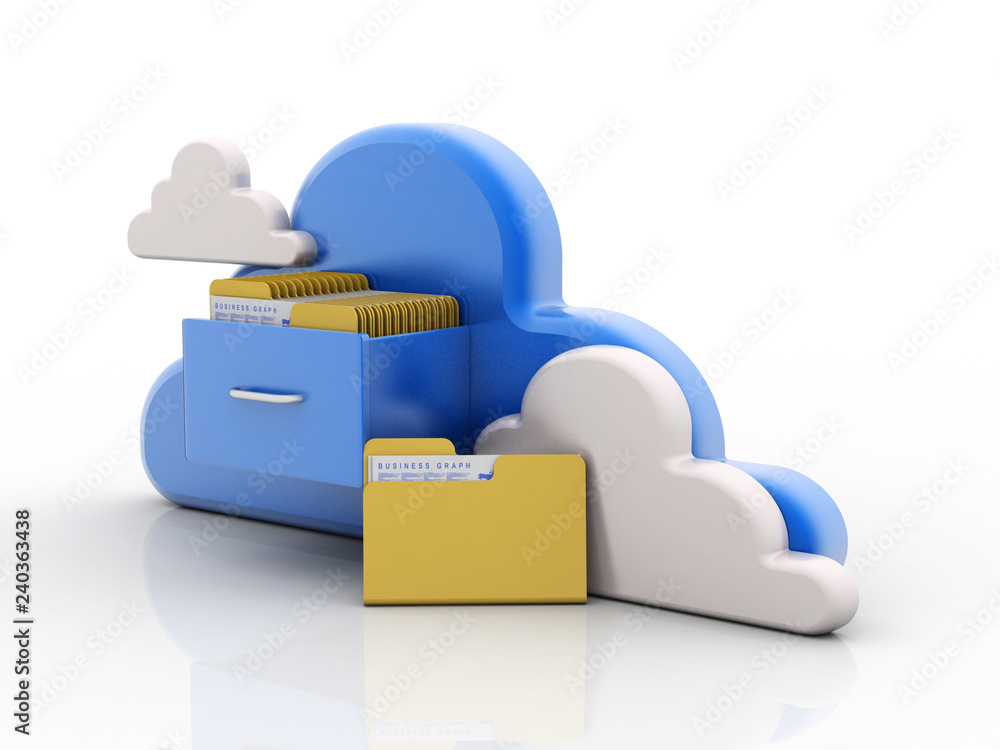 Poster 3d rendering cloud folder network