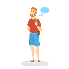 Man think using speech bubble. Male character