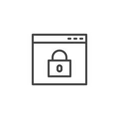 Web security outline icon. linear style sign for mobile concept and web design. Private browser window and lock simple line vector icon. Symbol, logo illustration. Pixel perfect vector graphics