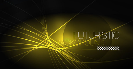 Digital technology abstract background - neon geometric design. Abstract glowing lines. Colorful techno background. Futuristic shape.