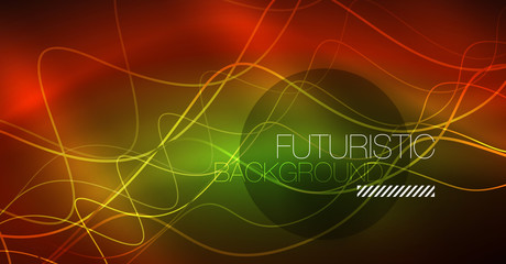 Neon lines wave background. Abstract composition