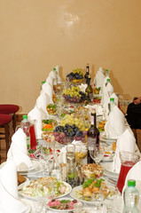 Festive table setting. Preparation for the holiday.