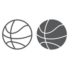 Basketball ball line and glyph icon, game and sport, ball sign, vector graphics, a linear pattern on a white background,