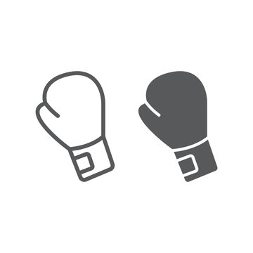 Boxing glove line and glyph icon, equipment and sport, glove sign, vector graphics, a linear pattern on a white background,