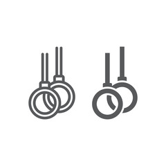 Gymnastic rings line and glyph icon, athletics and sport, sport rings sign, vector graphics, a linear pattern on a white background,