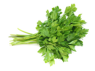 Green parsley on pure white background