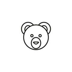 line cute teddy bear head design white background.