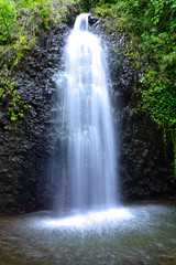 View of a cascading waterfall in Tahiti, French Polynesia