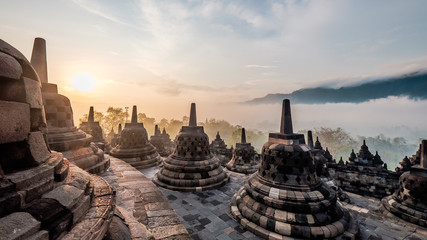 Sunrise at Borobudur Temple.