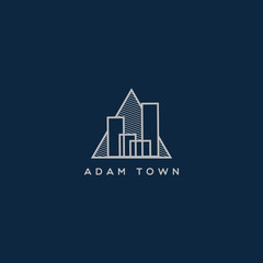 Fototapeta premium Simple Line Art City Property Realty Logo Sign Symbol Icon