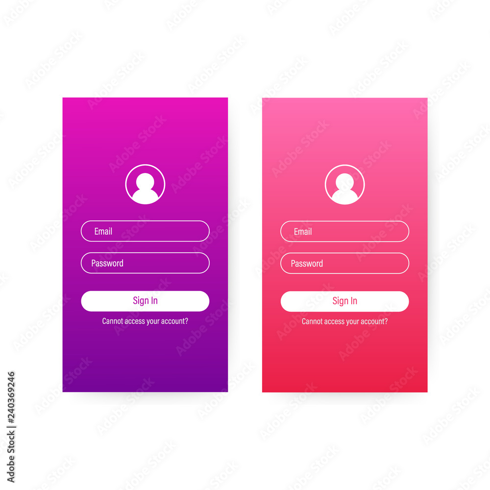 Poster clean mobile ui design concept. login application with password form window