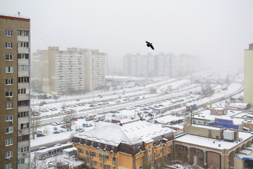 Residential buildings at winter season