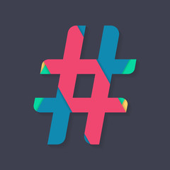 Fototapeta na wymiar Colorful hashtag symbol in vector graphics. Vector illustration.