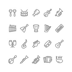 Set line icons of music instruments