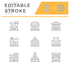 Set line icons of buildings