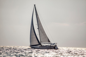 Fototapeta premium sailing on modern yacht in open sea