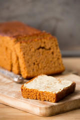 Traditional Dutch spice bread or 'ontbijtkoek' with butter