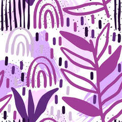 Creative pattern seamless background with floral elements and different textures. Collage. Design for poster, card, invitation, placard, brochure, flyer.