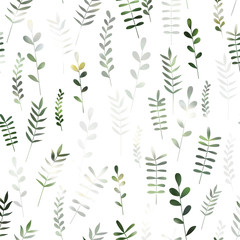 Field foliage seamless pattern. Vector outline leave background