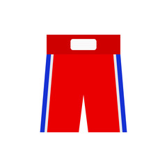 Boxing shorts. Red boxing shorts. Sport. White background. Vector illustration. EPS 10.