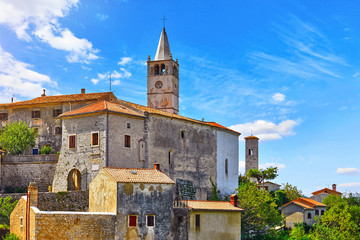 Plomin Croatia. View at old medieval town with vintage Roman