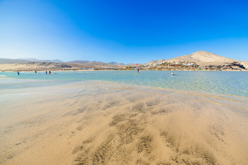 Sotavento lagoon, wind surfing centre, Risco Del Paso, Fuerteventura, Canary Islands, Spain