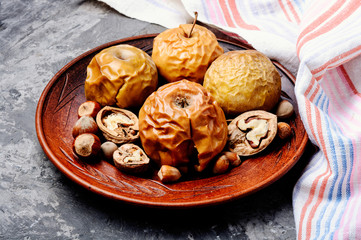 Fototapeta premium Baked apples with nuts