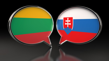 Obraz premium Lithuania and Slovakia flags with Speech Bubbles. 3D illustration
