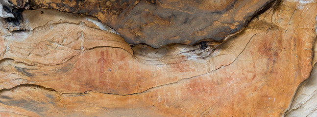 Aboriginal Art: human painting in a cave, grampians national park - obrazy, fototapety, plakaty
