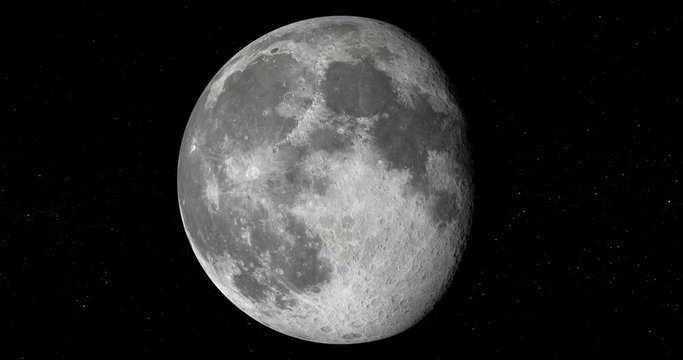 Full phases of Moon, loopable 3d animation in 4k with alpha mask